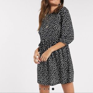 NEW Stradivarius Jersey Dress in black and dots print - Medium